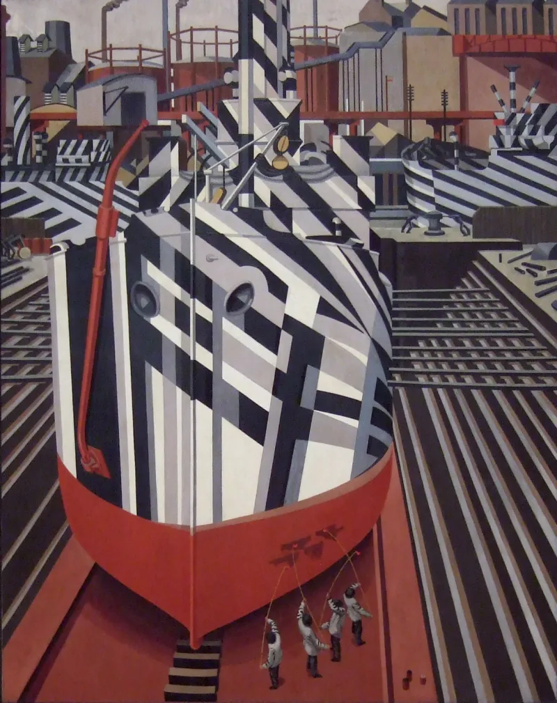 Dazzle-ships in Drydock at Liverpool, Edward Wadsworth, 1919